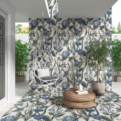 Set tile Blue Leaves 20x20...