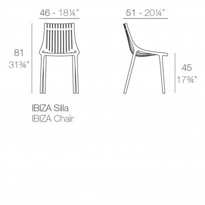 Chaise Vondom Ibiza 46x51x81 - Blanc - Lot de 4 unités
