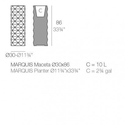 Jardinière Vondom Marquis Basic Ø30x83 - Produit écoresponsable