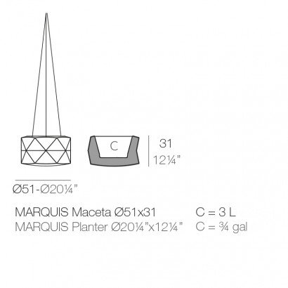 Jardinière Suspendue Vondom Marquis Basic Ø50x31 - Noir - Produit écoresponsable