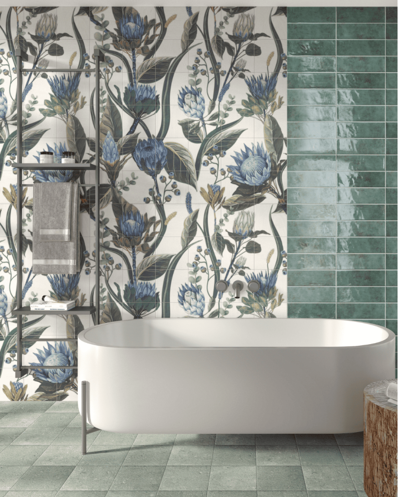 Set tile Blue Leaves 20x20 (set tile of 1,44 m²)