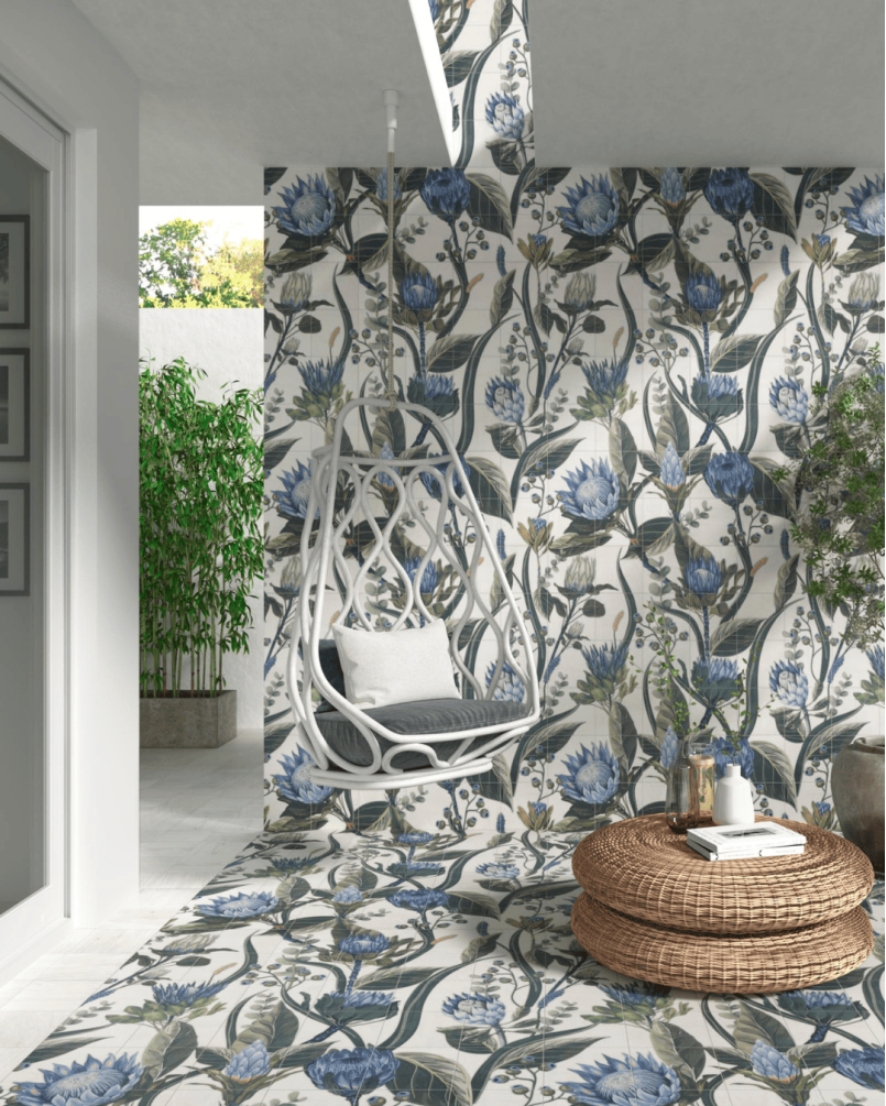 Set tile Blue Leaves 20x20...