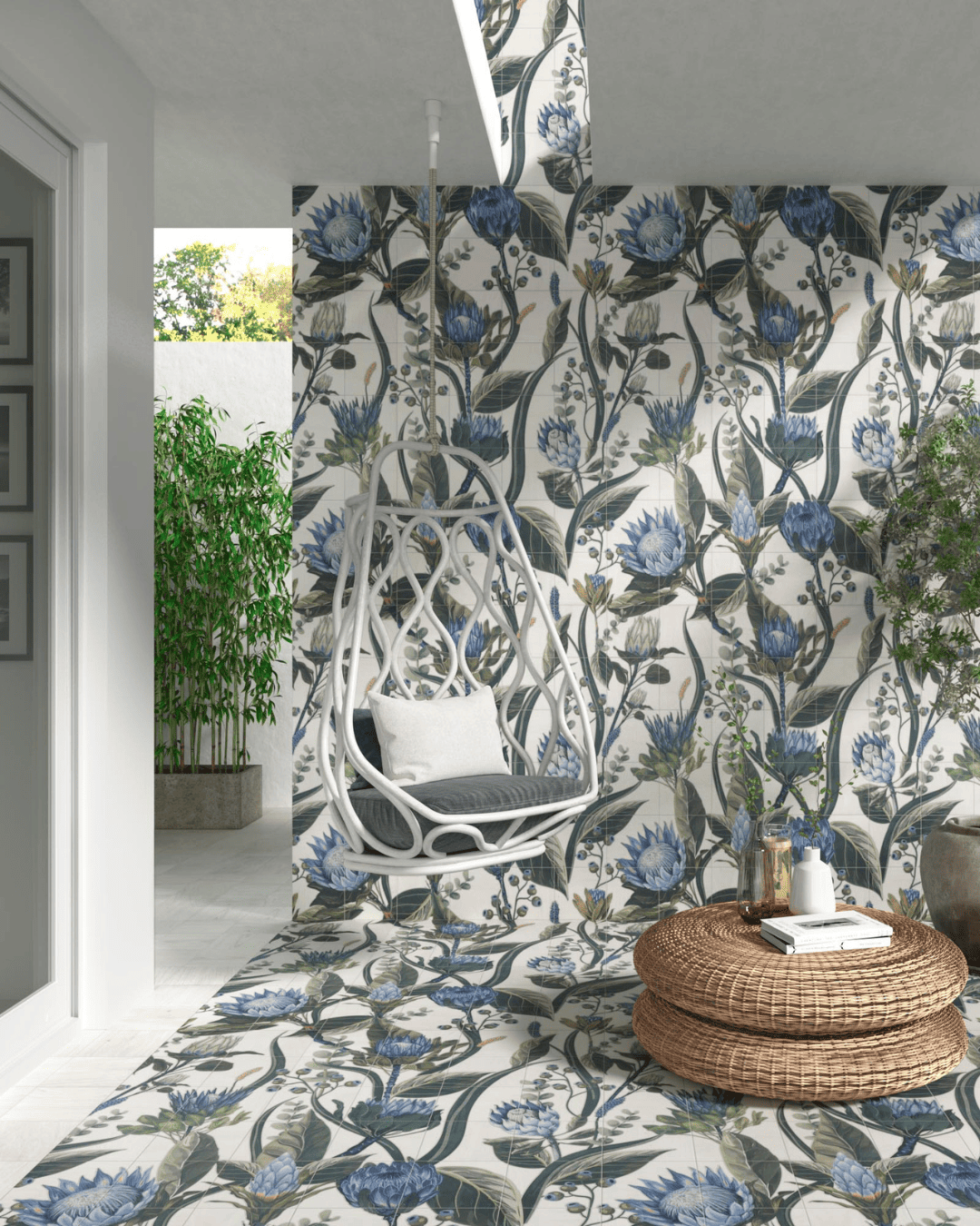 Set tile Blue Leaves 20x20 (set tile of 1,44 m²)